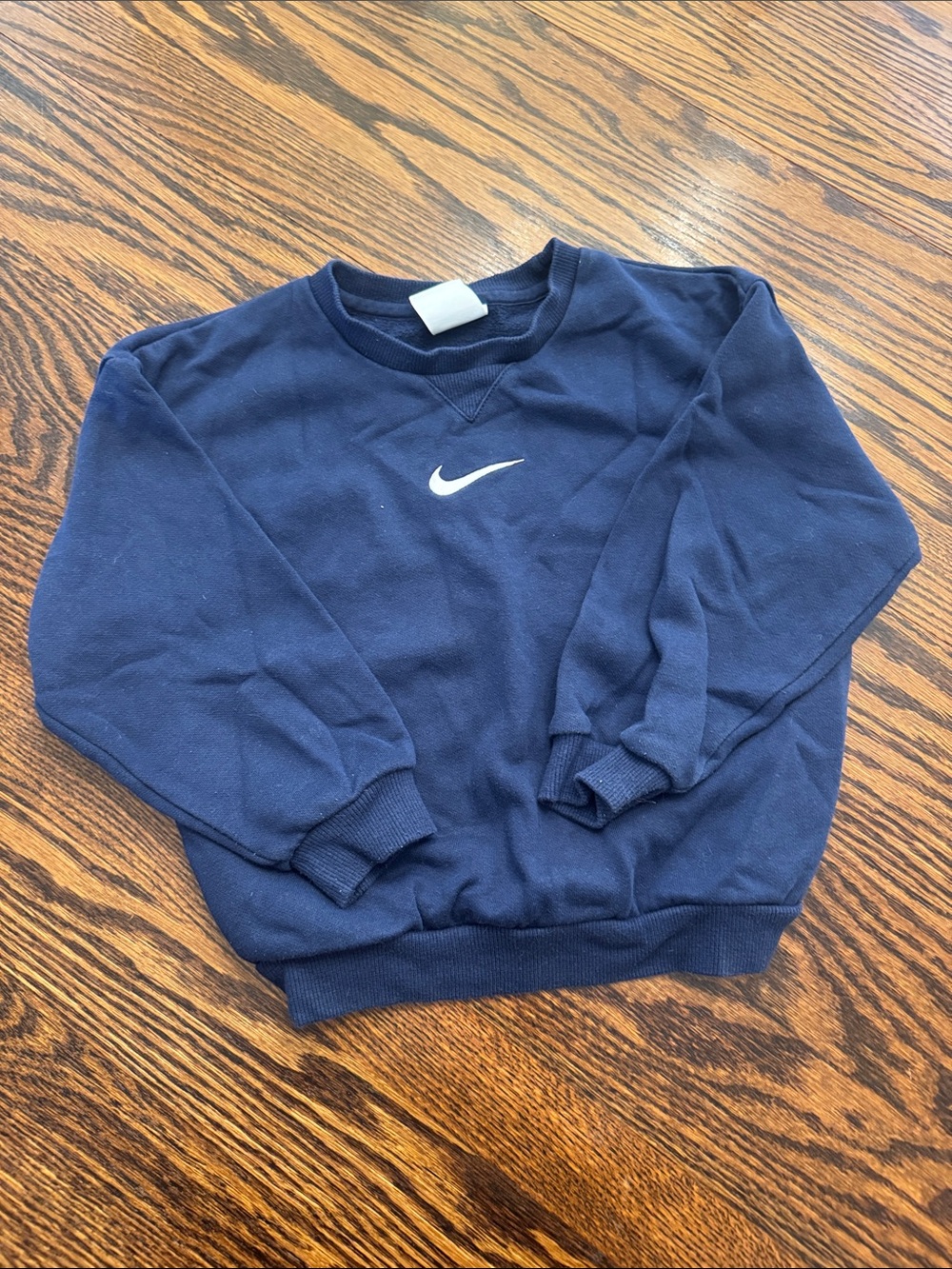 Nike Navy Blue Crewneck Sweatshirt with White Swoosh